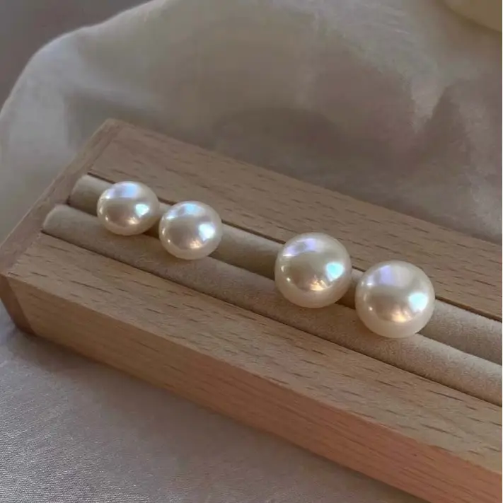 12mm Large 5A Freshwater Pearl Earrings for Women Light Luxury - Image 4