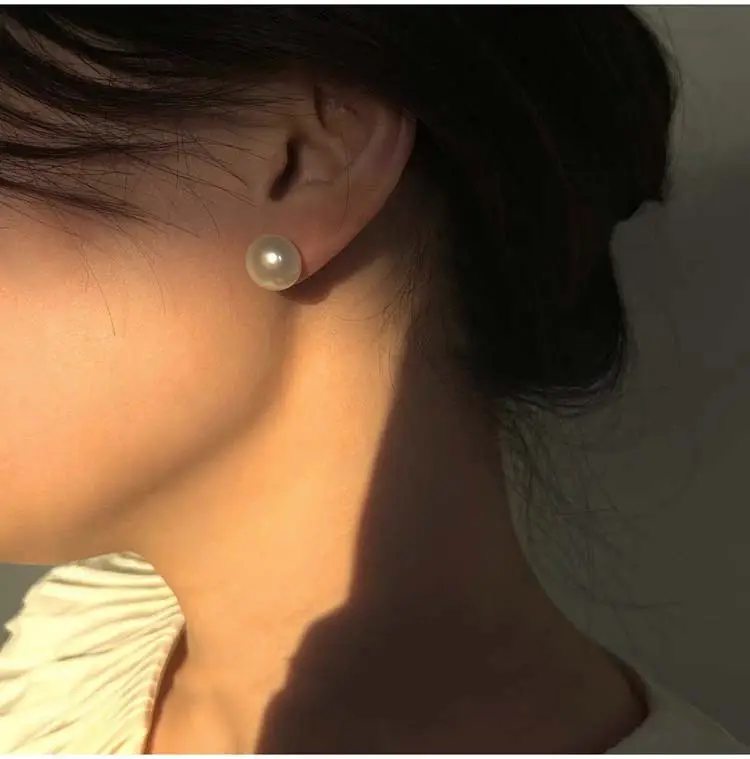 12mm Large 5A Freshwater Pearl Earrings for Women Light Luxury — feature 4