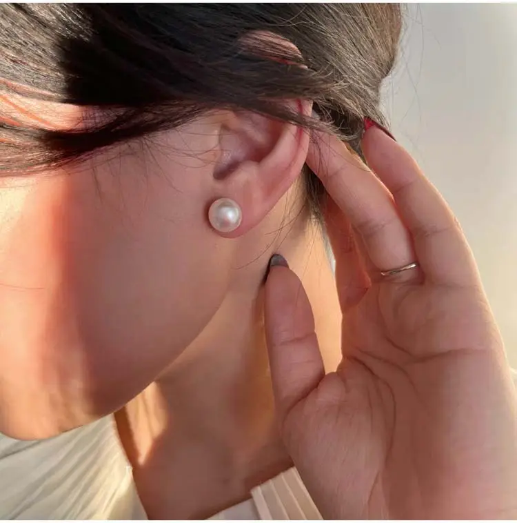 12mm Large 5A Freshwater Pearl Earrings for Women Light Luxury — feature 7