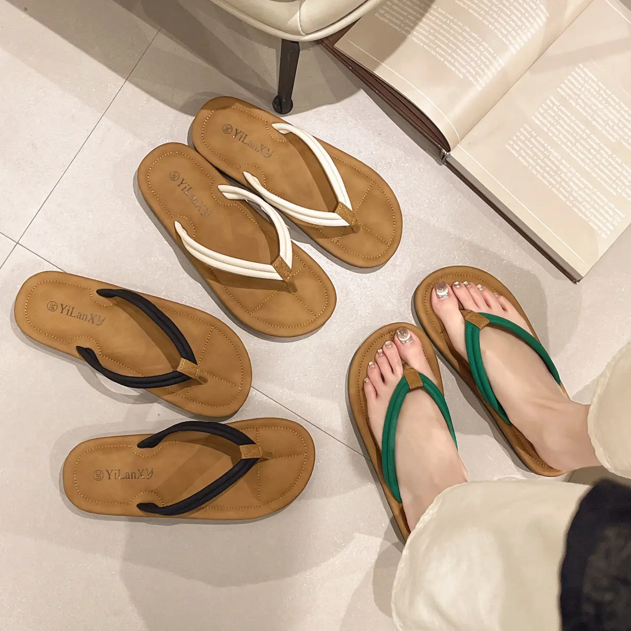Plus Size Women's Flip Flops Summer 2024 Non-Slip Lightweight