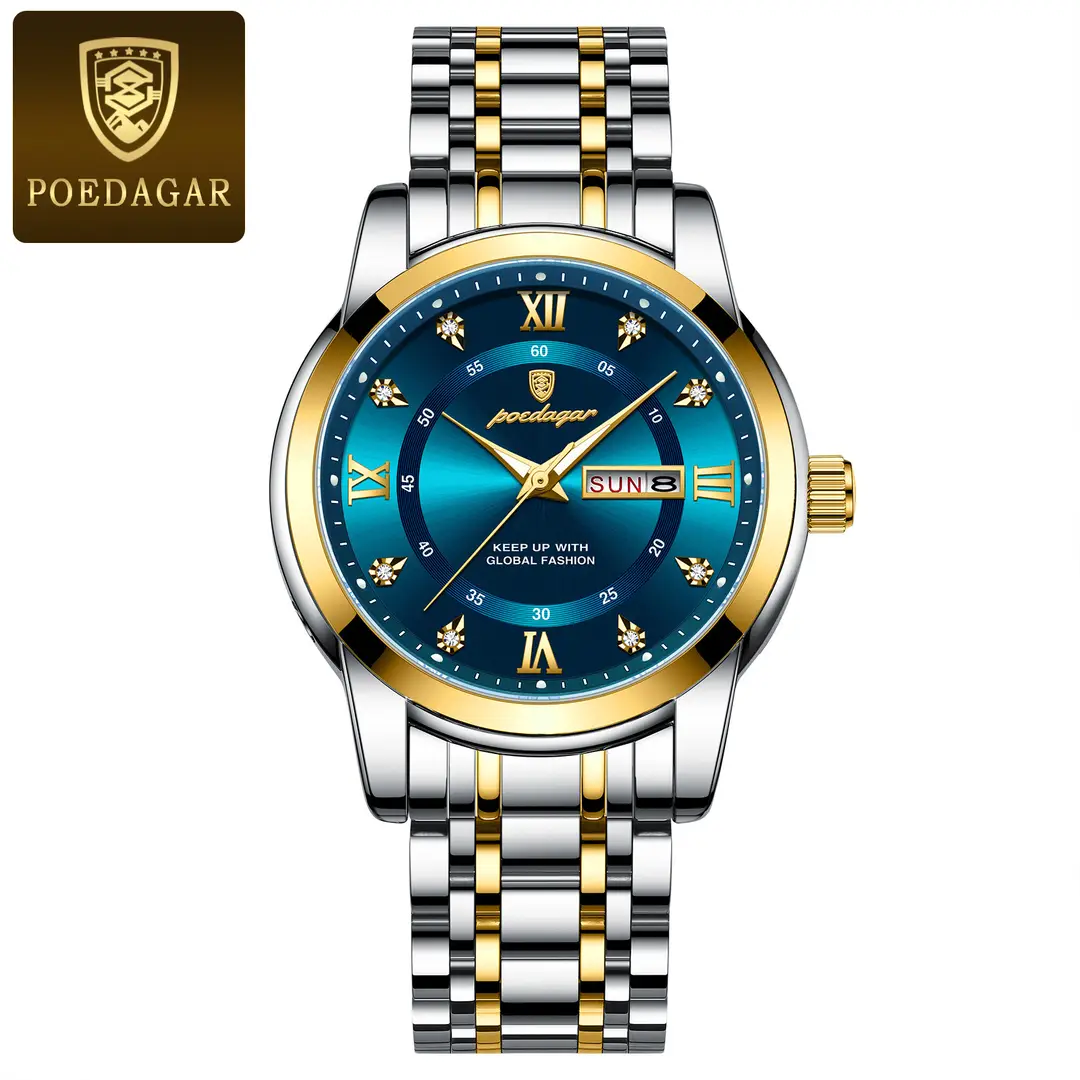 brand waterproof new men's watch double calendar luminous quartz watch live broadcast