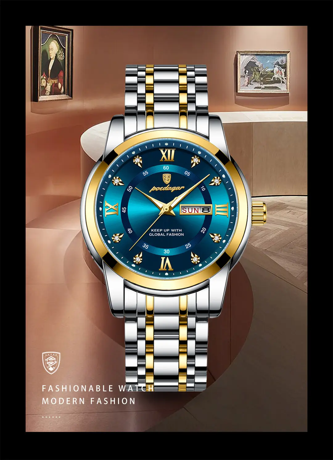 brand waterproof new men's watch double calendar luminous quartz watch live broadcast — feature 15