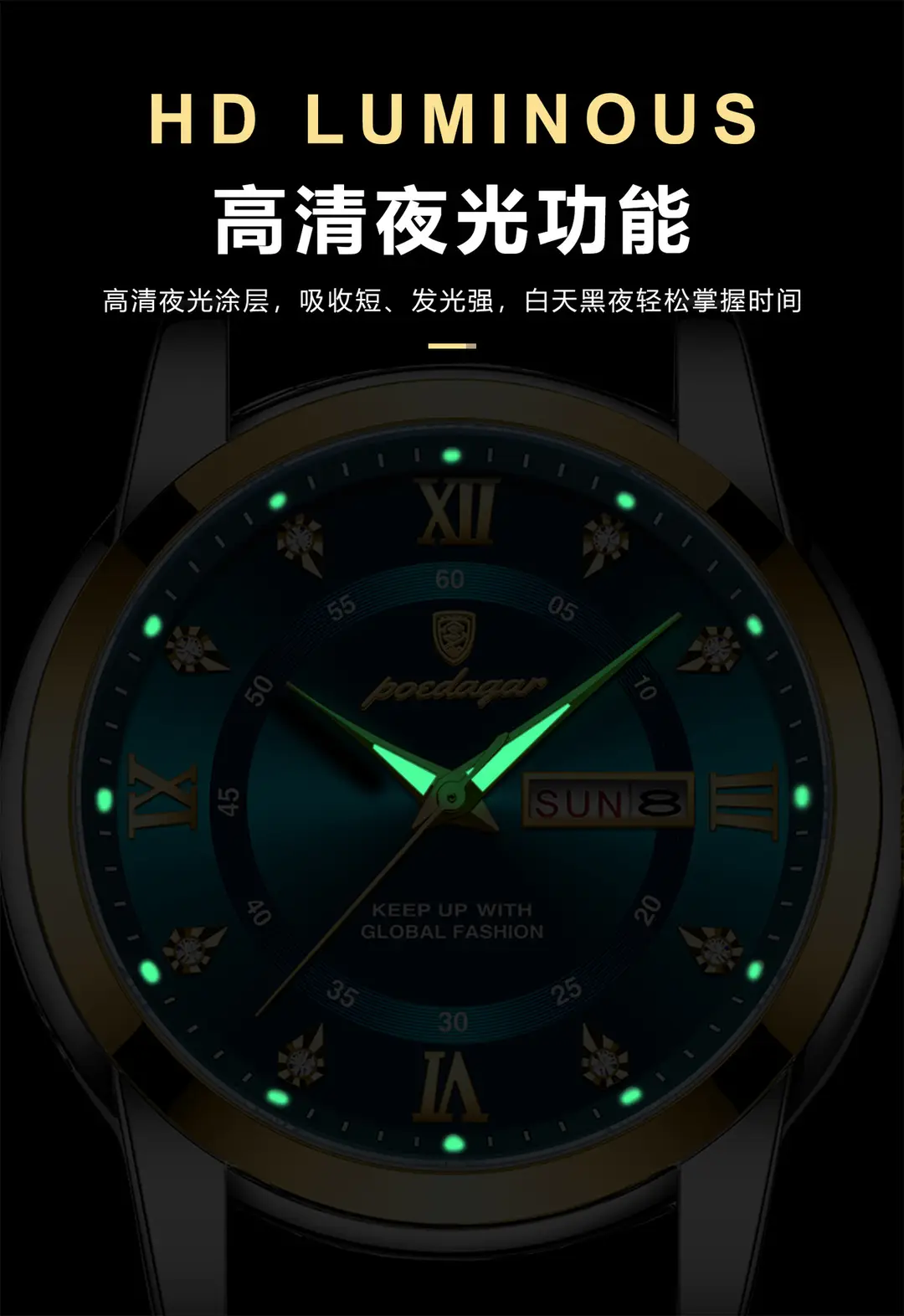brand waterproof new men's watch double calendar luminous quartz watch live broadcast — feature 9