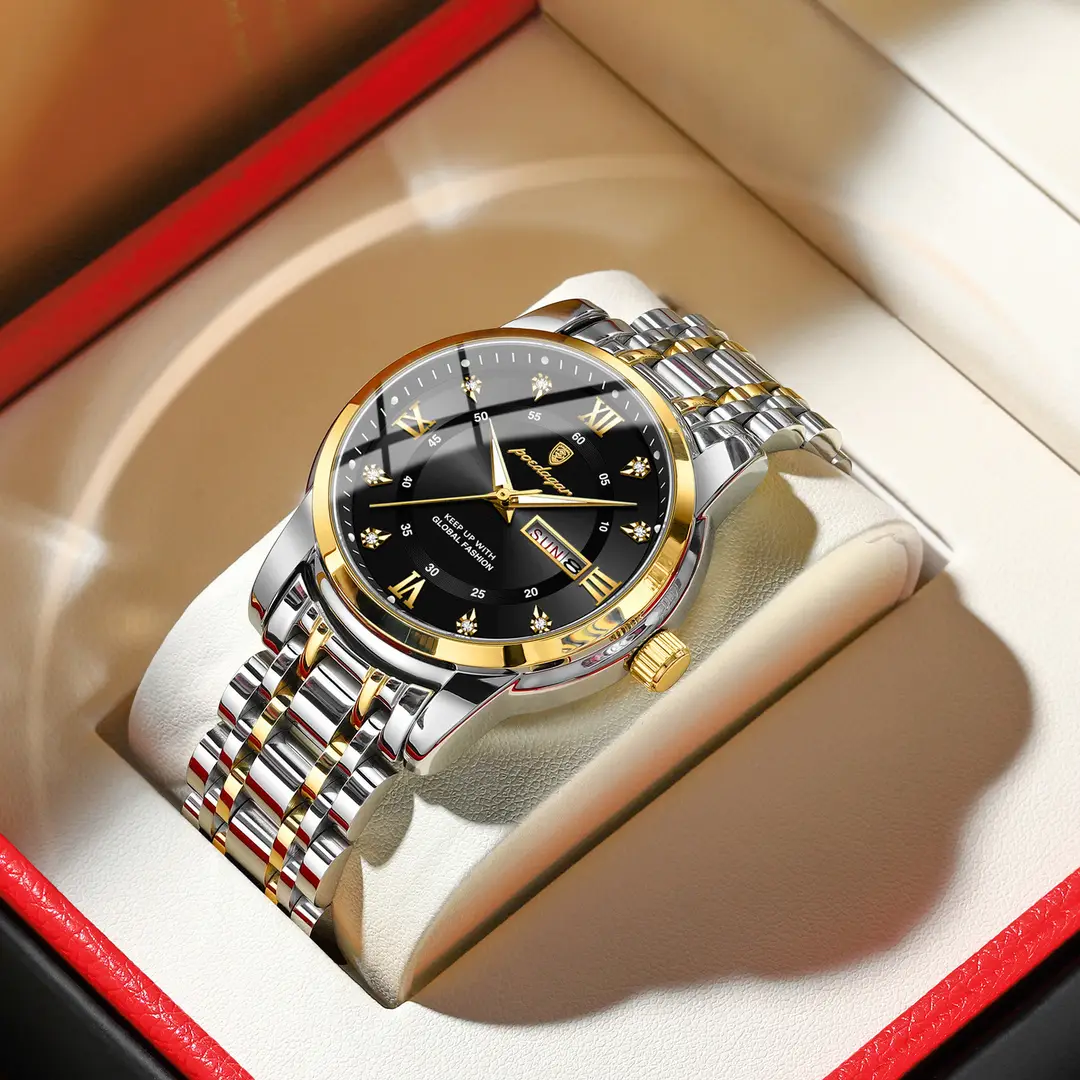 936 (pure English) gold black surface steel belt