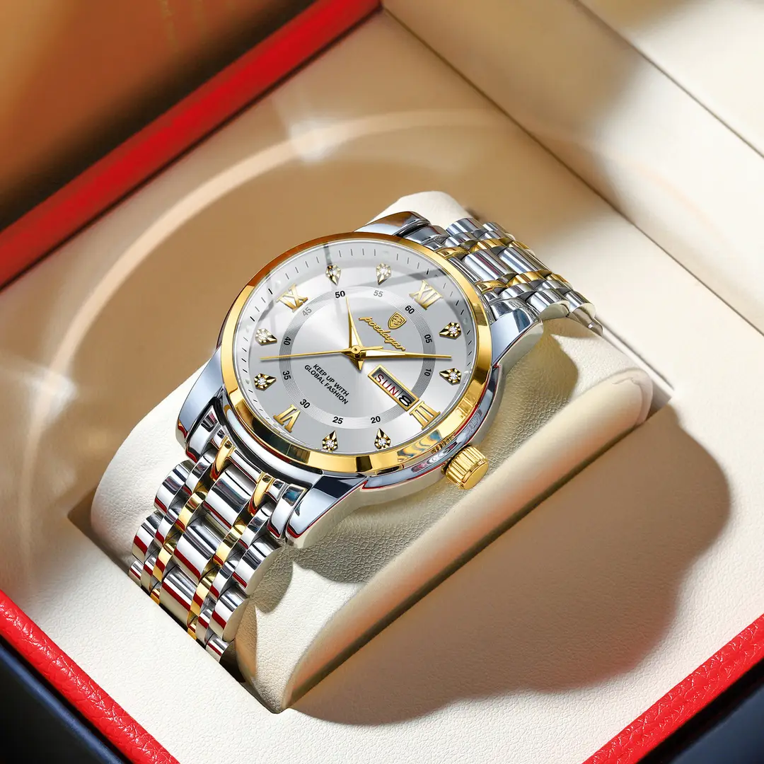 936 (pure English) gold white surface steel belt