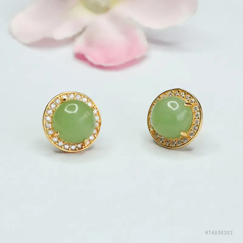 Guan Yu Jade Earrings S925 Silver Inlay