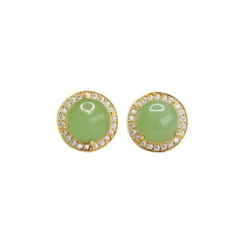 Guan Yu Jade Earrings S925 Silver Inlay