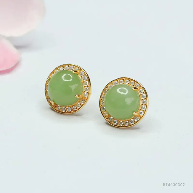 Guan Yu Jade Earrings S925 Silver Inlay — feature 5