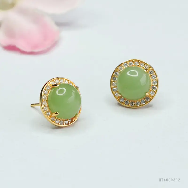Guan Yu Jade Earrings S925 Silver Inlay — feature 8