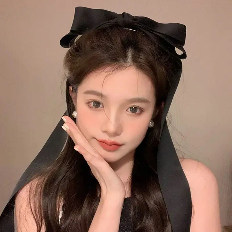 Early Spring Mori Style Long Bow Ribbon Hairpin Top Clip — feature 3