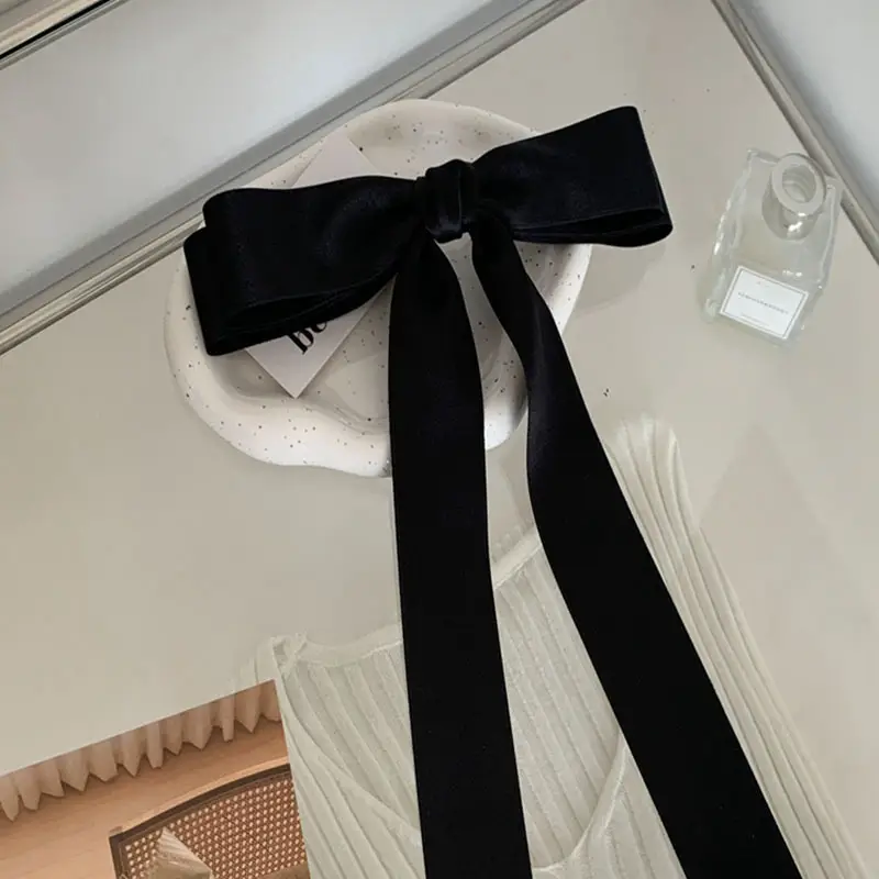 Early Spring Mori Style Long Bow Ribbon Hairpin Top Clip — feature 6