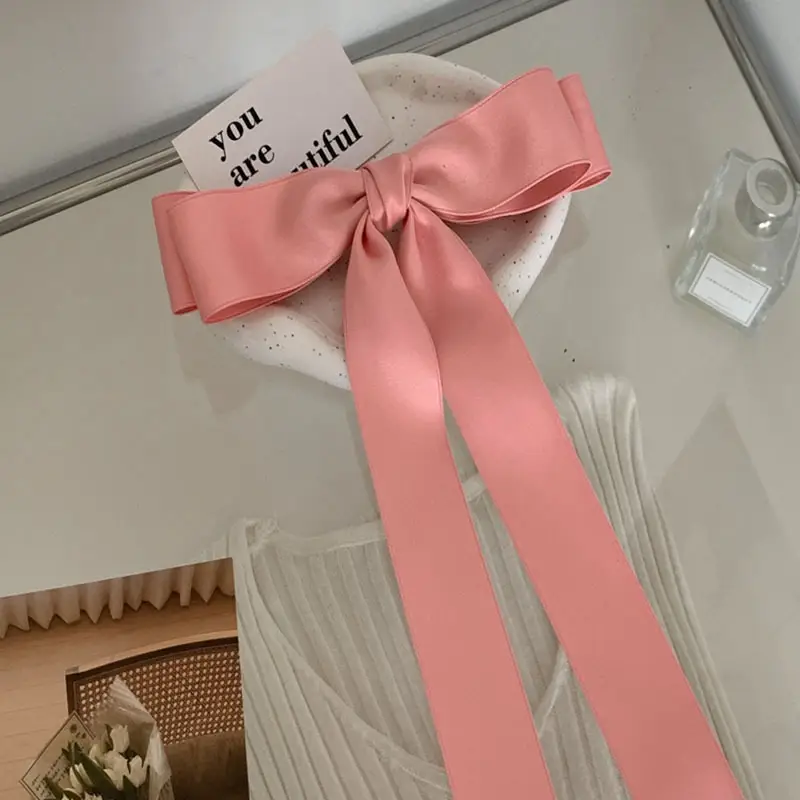 Early Spring Mori Style Long Bow Ribbon Hairpin Top Clip — feature 8
