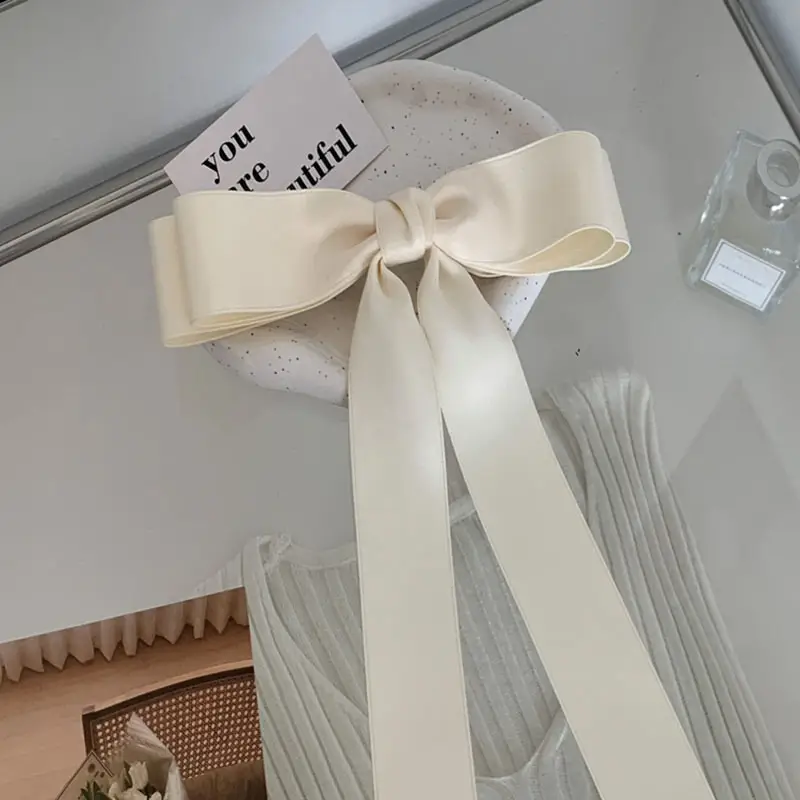 Early Spring Mori Style Long Bow Ribbon Hairpin Top Clip - Image 2