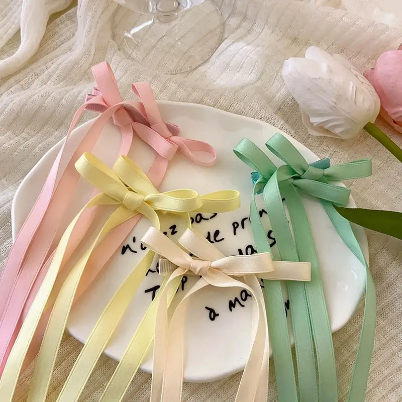 2025 New Bow Braided Hair Ribbon Satin Double Ponytail - Image 8