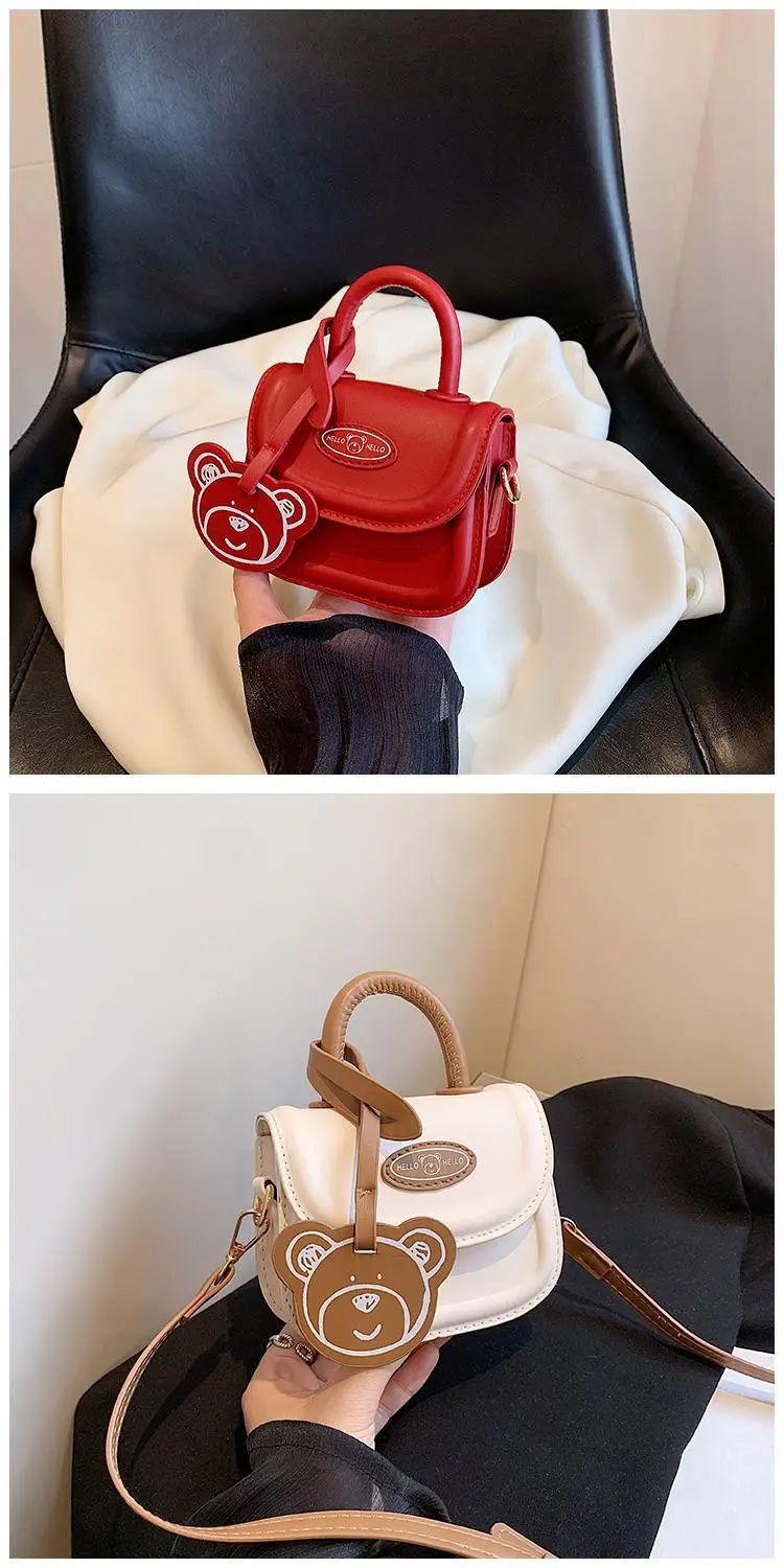 Red Cartoon Bear One-Shoulder Messenger Bag for Girls — feature 11