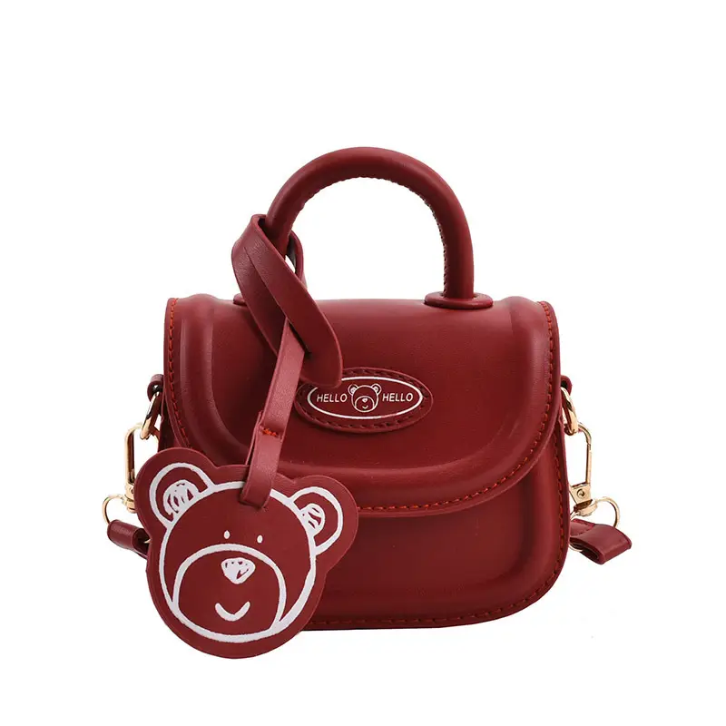 Red Cartoon Bear One-Shoulder Messenger Bag for Girls - Image 2