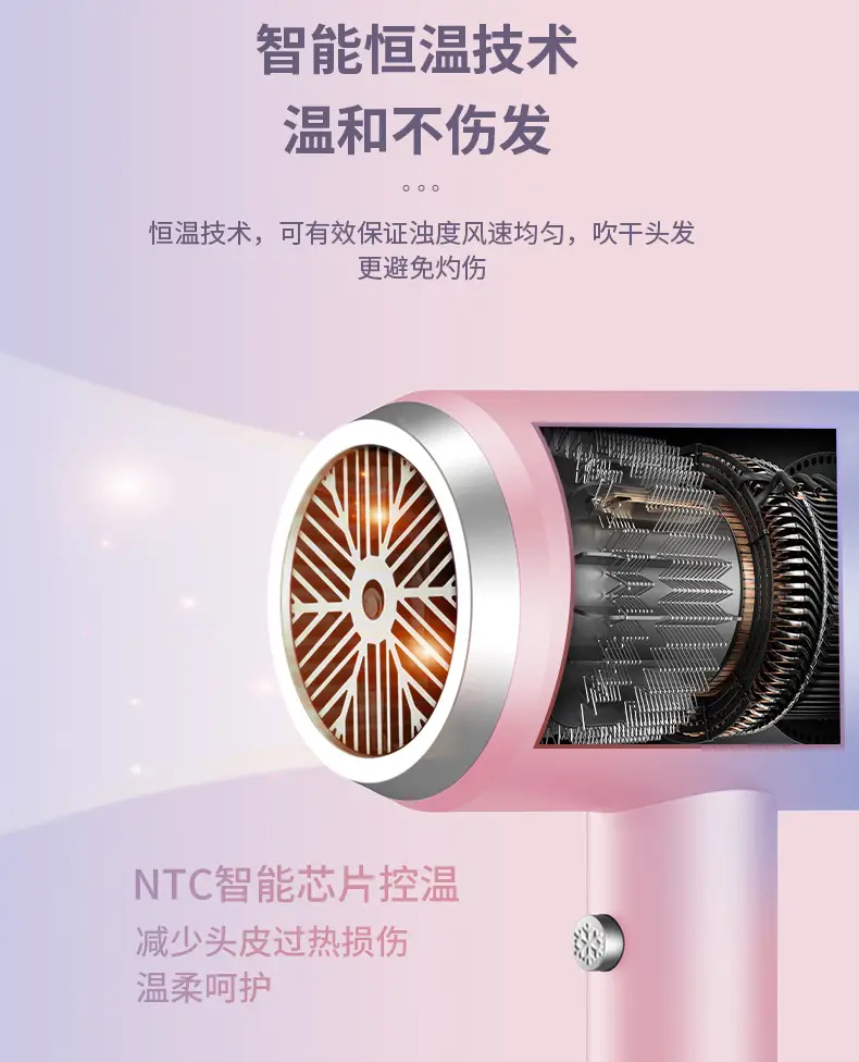 Electric Hair Dryer 1250W Purple Light Ion Technology — feature 9
