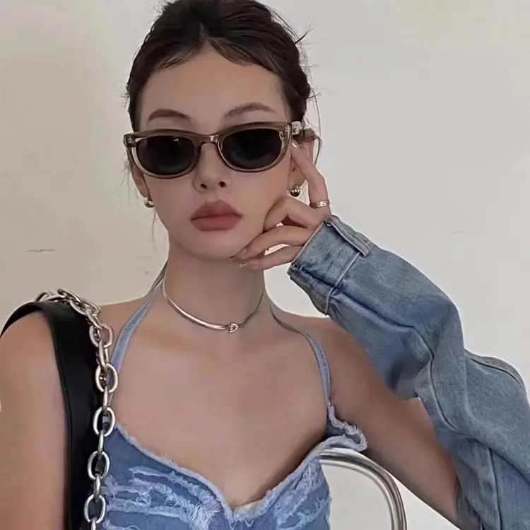 British Cherry Koko Olive Green Cat-Eye Sunglasses for Women Showing Small Faces and Concave Shape Sunshade Street Style Sunglasses - Image 6