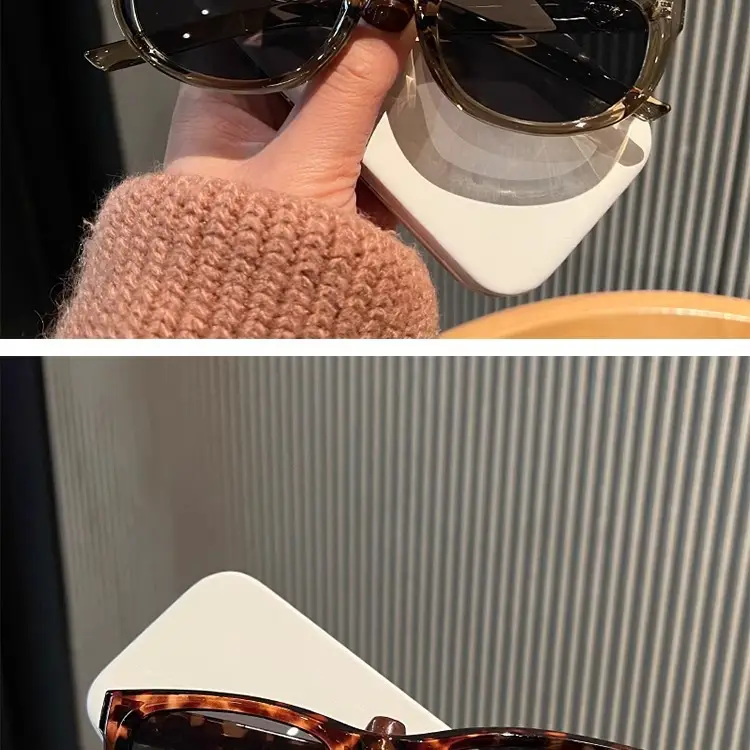British Cherry Koko Olive Green Cat-Eye Sunglasses for Women Showing Small Faces and Concave Shape Sunshade Street Style Sunglasses — feature 8