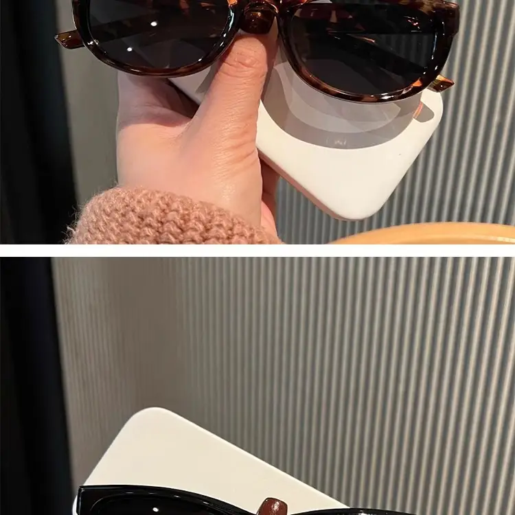 British Cherry Koko Olive Green Cat-Eye Sunglasses for Women Showing Small Faces and Concave Shape Sunshade Street Style Sunglasses — feature 9