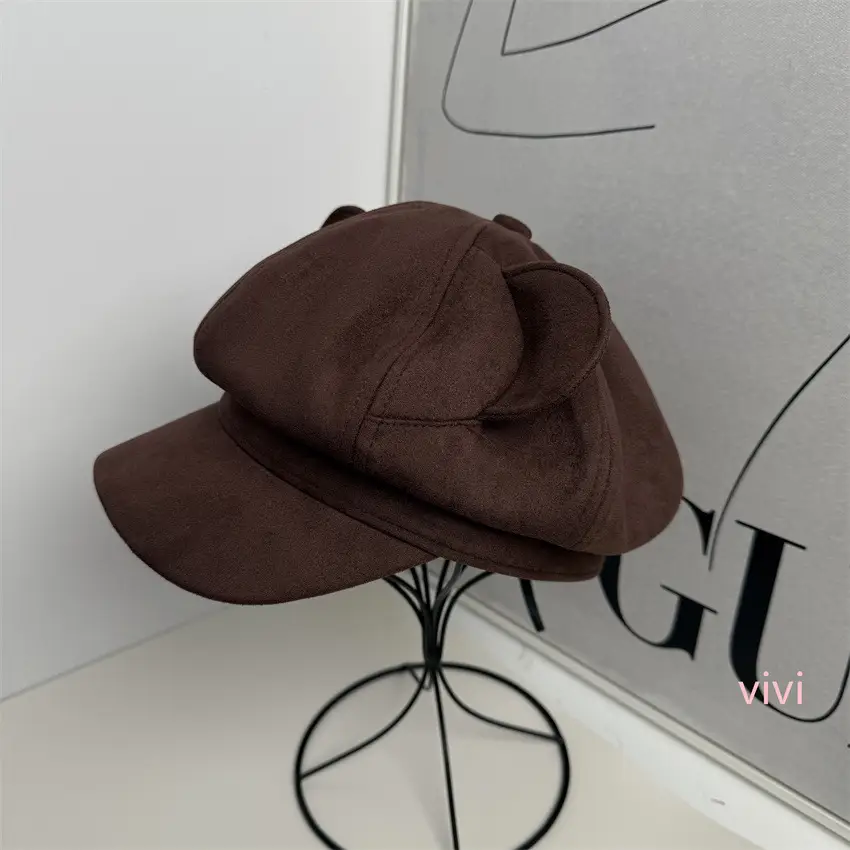 Black Suede Cat Ear Cap for Women - Image 5