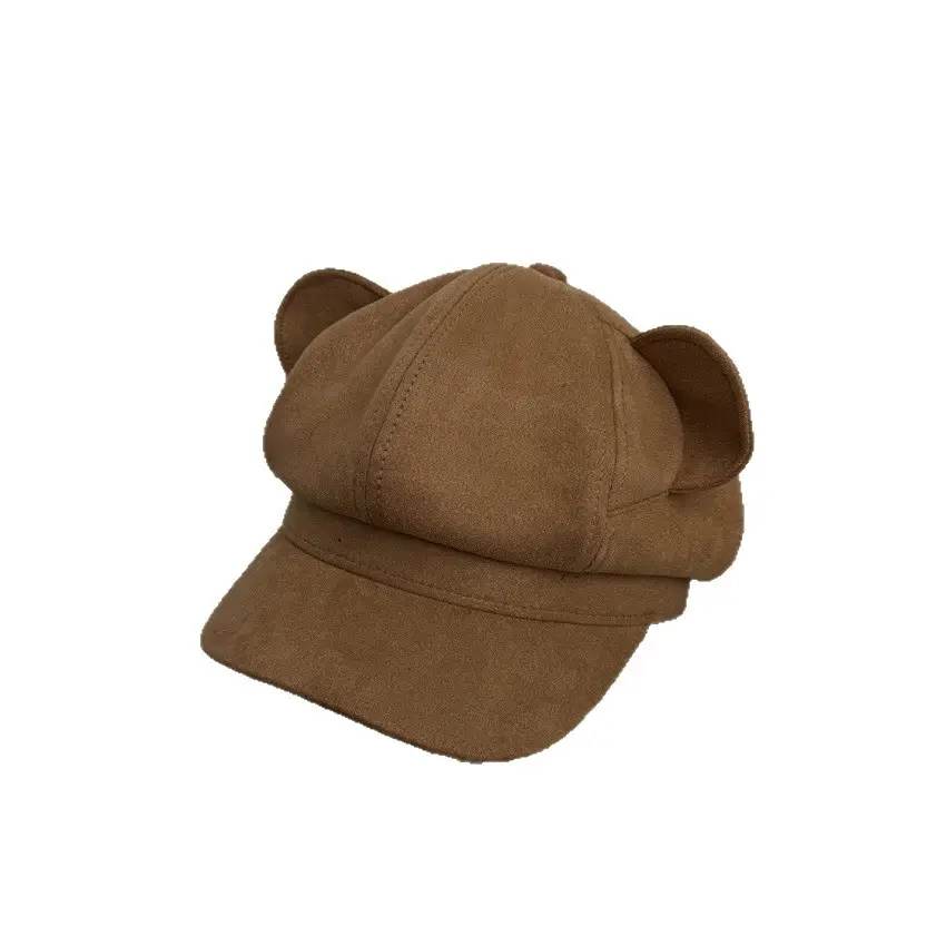 Black Suede Cat Ear Cap for Women - Image 6