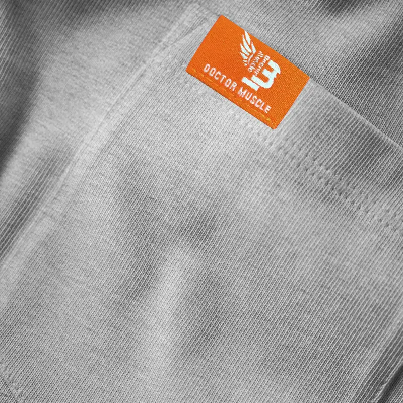 Men Gray T-Shirt with Black Flag Patch Short Sleeve — feature 37
