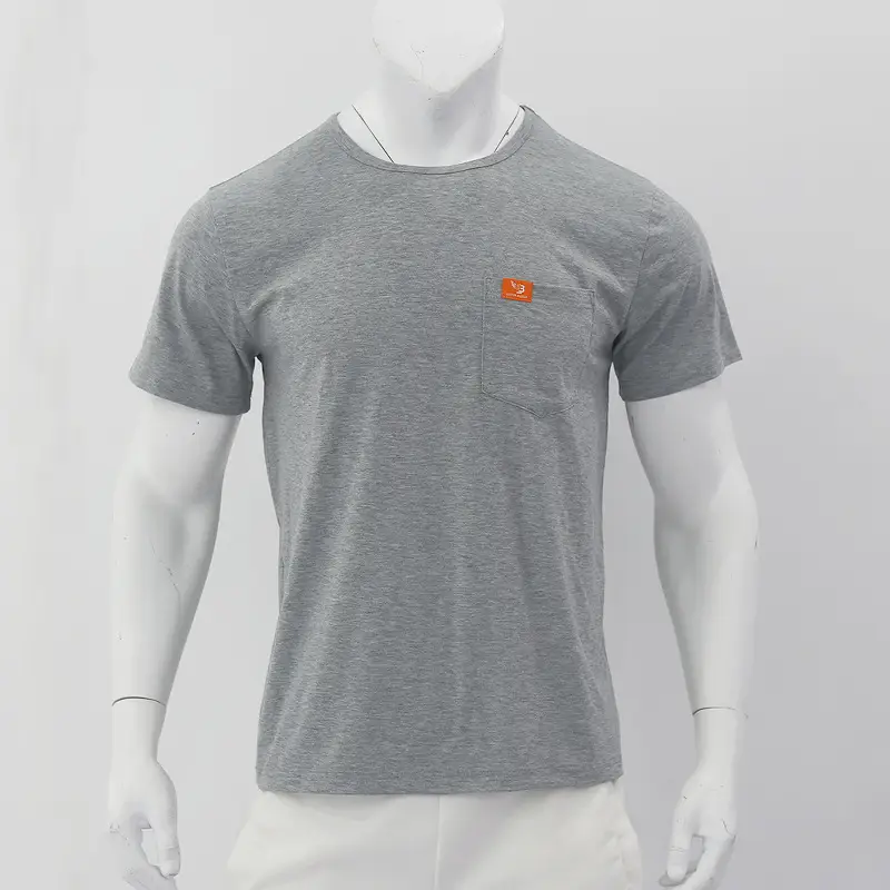 Men Gray T-Shirt with Black Flag Patch Short Sleeve — feature 40