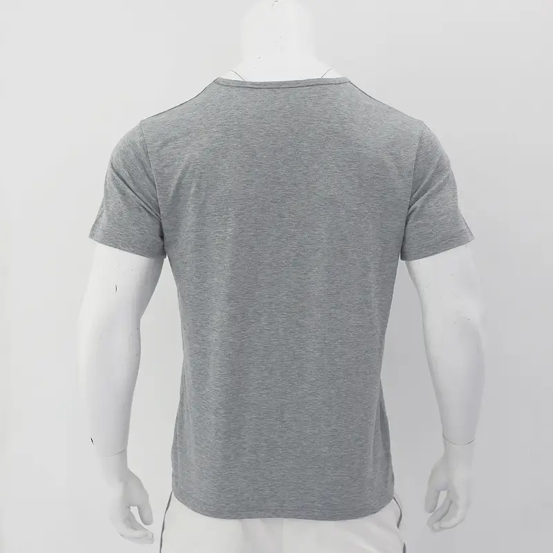Men Gray T-Shirt with Black Flag Patch Short Sleeve — feature 42