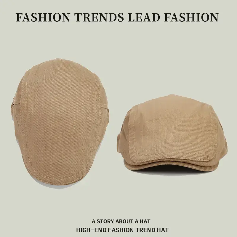 Korean Style Women Sun Hat Beige Retro Denim Beret - Image 9