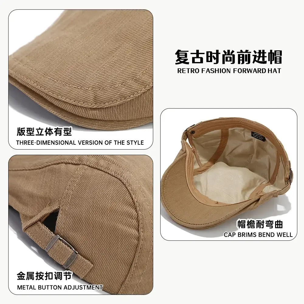 Korean Style Women Sun Hat Beige Retro Denim Beret - Image 10