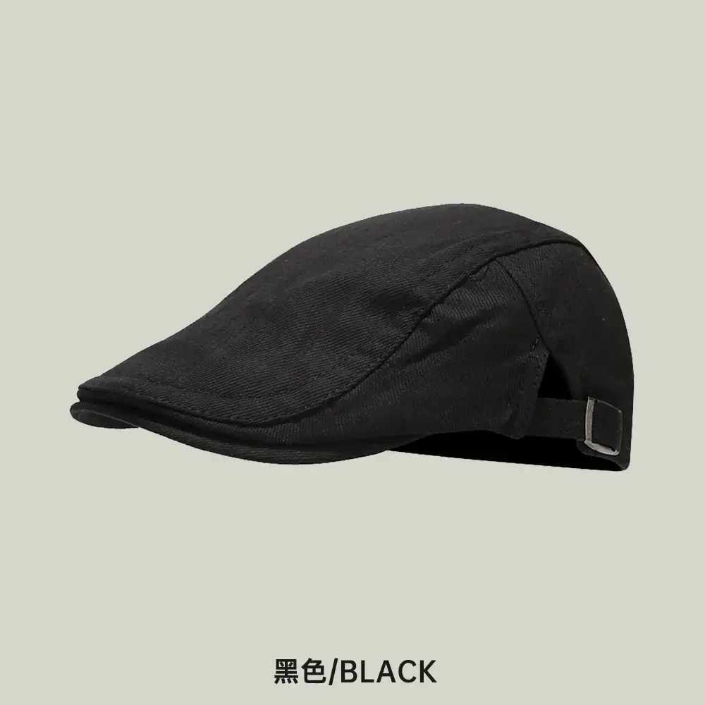 Korean Style Women Sun Hat Beige Retro Denim Beret - Image 2