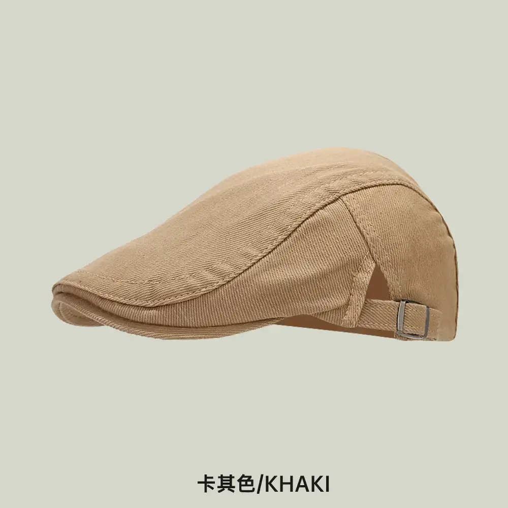 Korean Style Women Sun Hat Beige Retro Denim Beret - Image 6