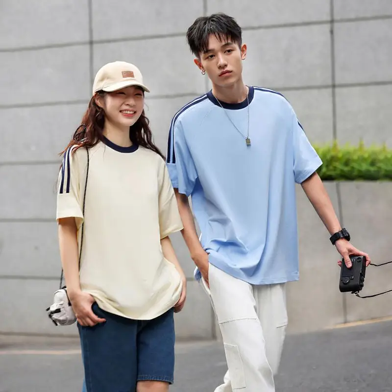 Men Women Cotton T-Shirt Set Light Blue National Fashion - Image 12