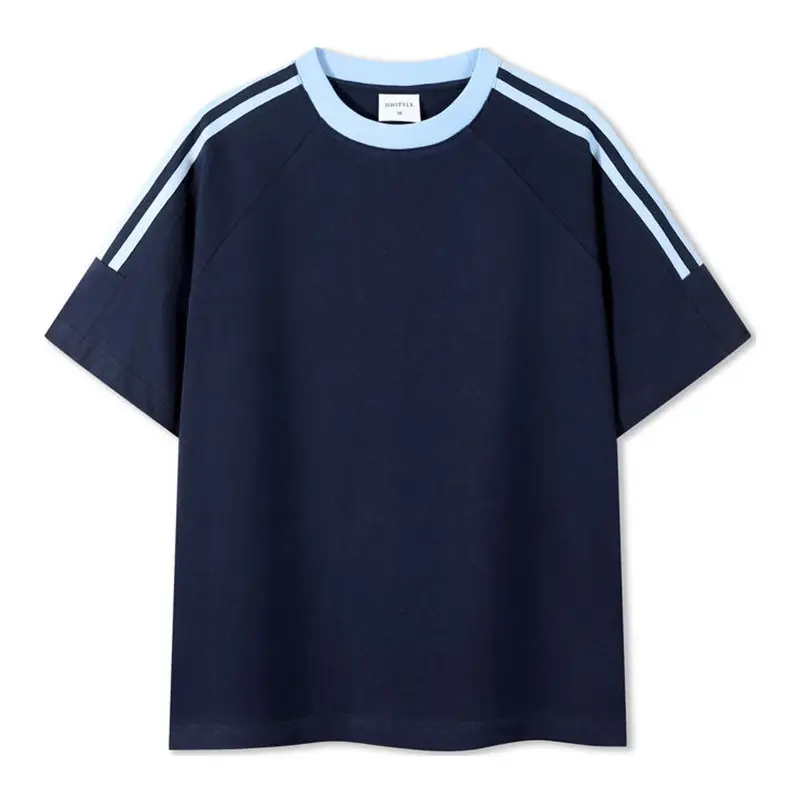 Men Women Cotton T-Shirt Set Light Blue National Fashion - Image 3