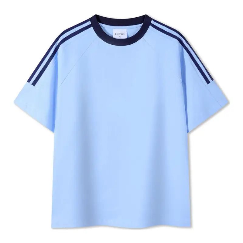 Men Women Cotton T-Shirt Set Light Blue National Fashion - Image 8