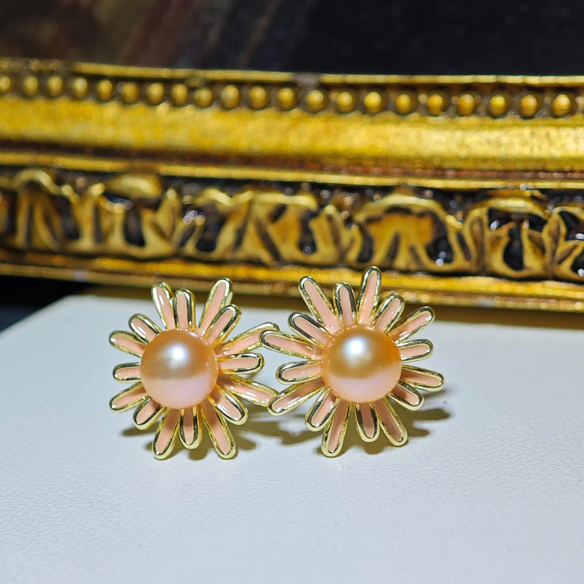 Dan Tao Jewelry Pearl Earrings Gold Plated
