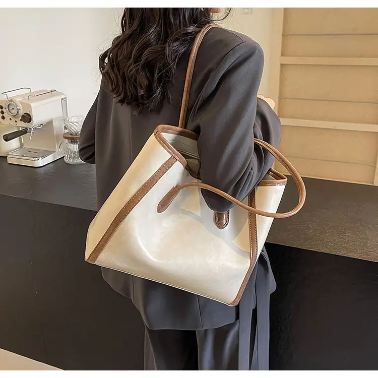 Women's Large Capacity Tan Tote Bag Spring Summer 2024 — feature 16