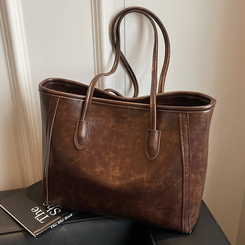 Women's Large Capacity Tan Tote Bag Spring Summer 2024 - Image 4
