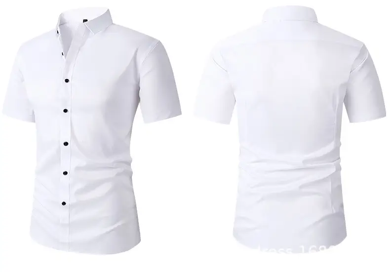Men Light Purple Button Short Sleeve Shirt — feature 17