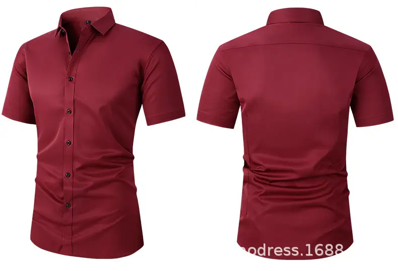 Men Light Purple Button Short Sleeve Shirt — feature 19