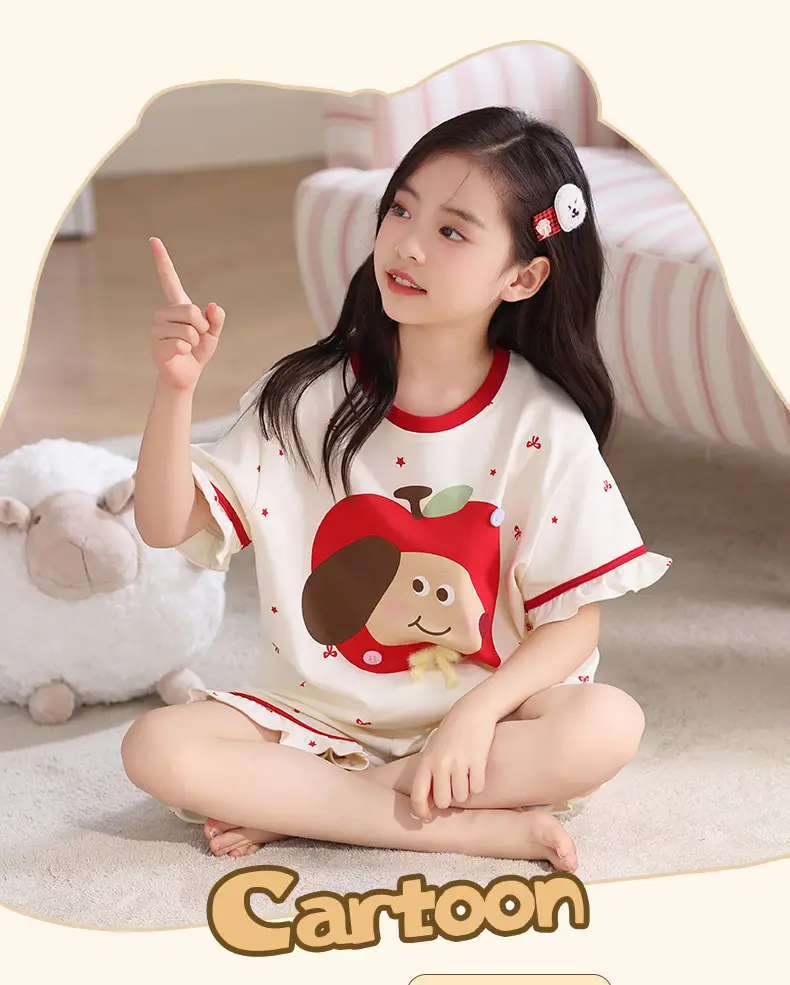 Girls' Pajamas, Kidsren's Summer Pure Cotton Thin Short-Sleeved 2026 New Summer Style Princess Style Cute Girls' Home Clothes — feature 2