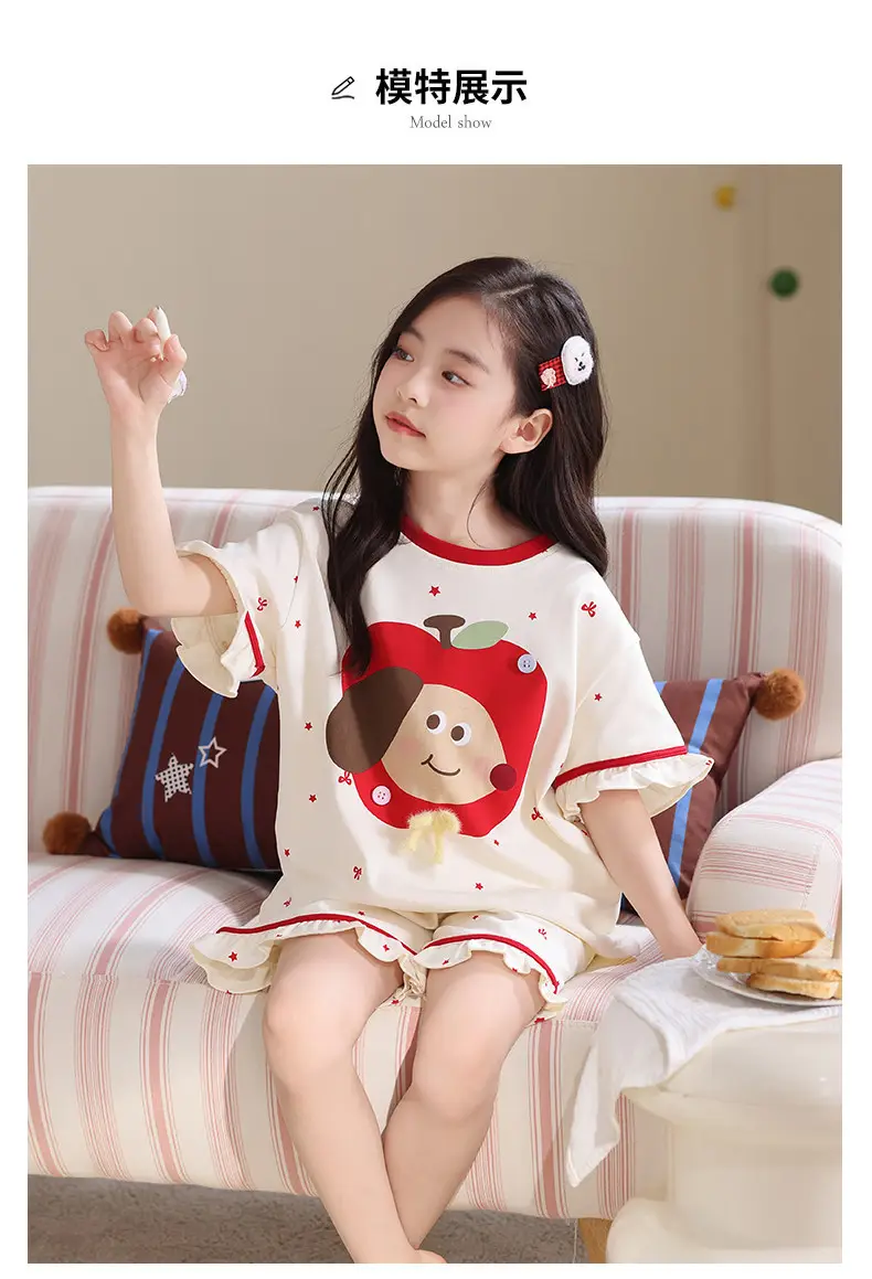 Girls' Pajamas, Kidsren's Summer Pure Cotton Thin Short-Sleeved 2026 New Summer Style Princess Style Cute Girls' Home Clothes — feature 8