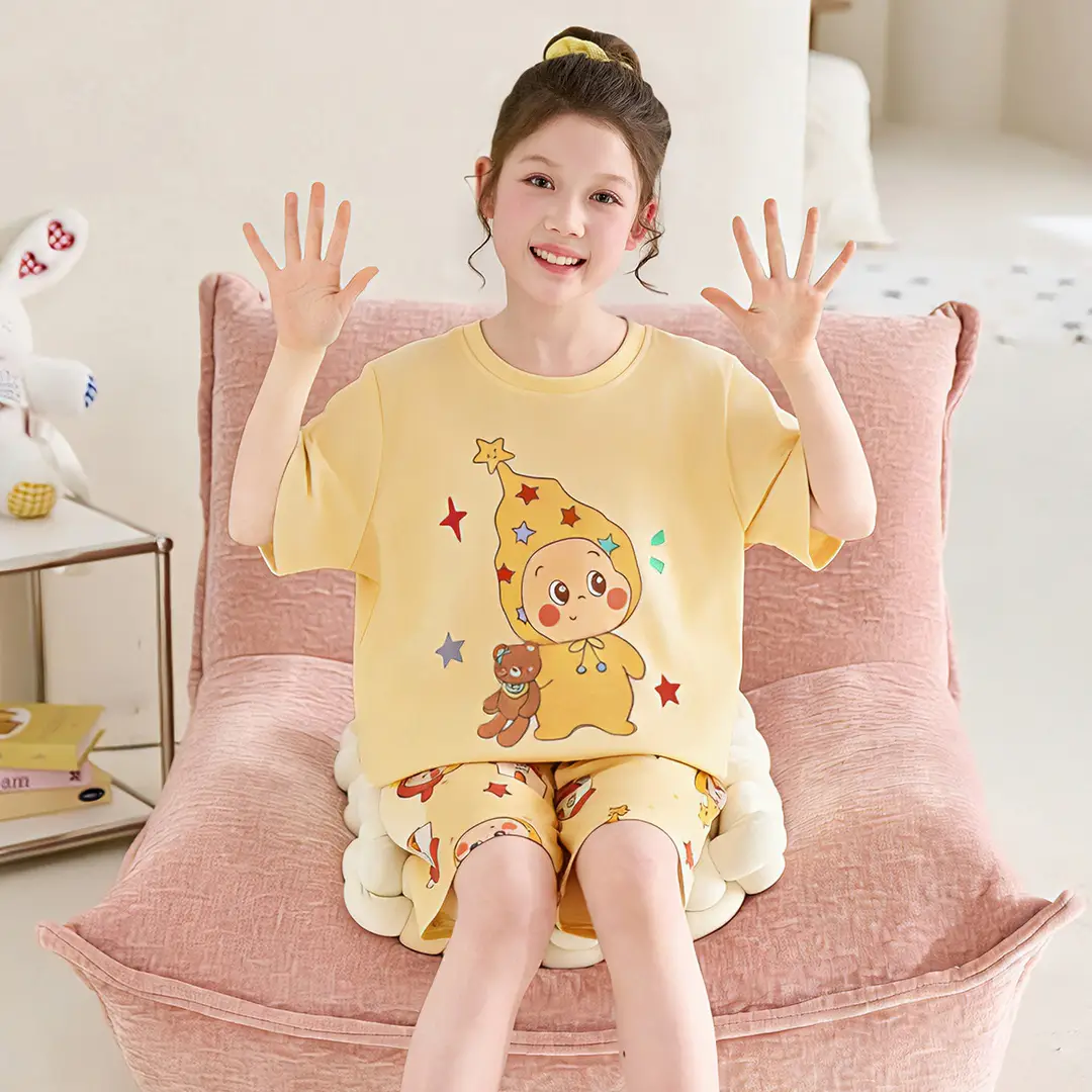 Girls' Pajamas, Kidsren's Summer Pure Cotton Thin Short-Sleeved 2026 New Summer Style Princess Style Cute Girls' Home Clothes