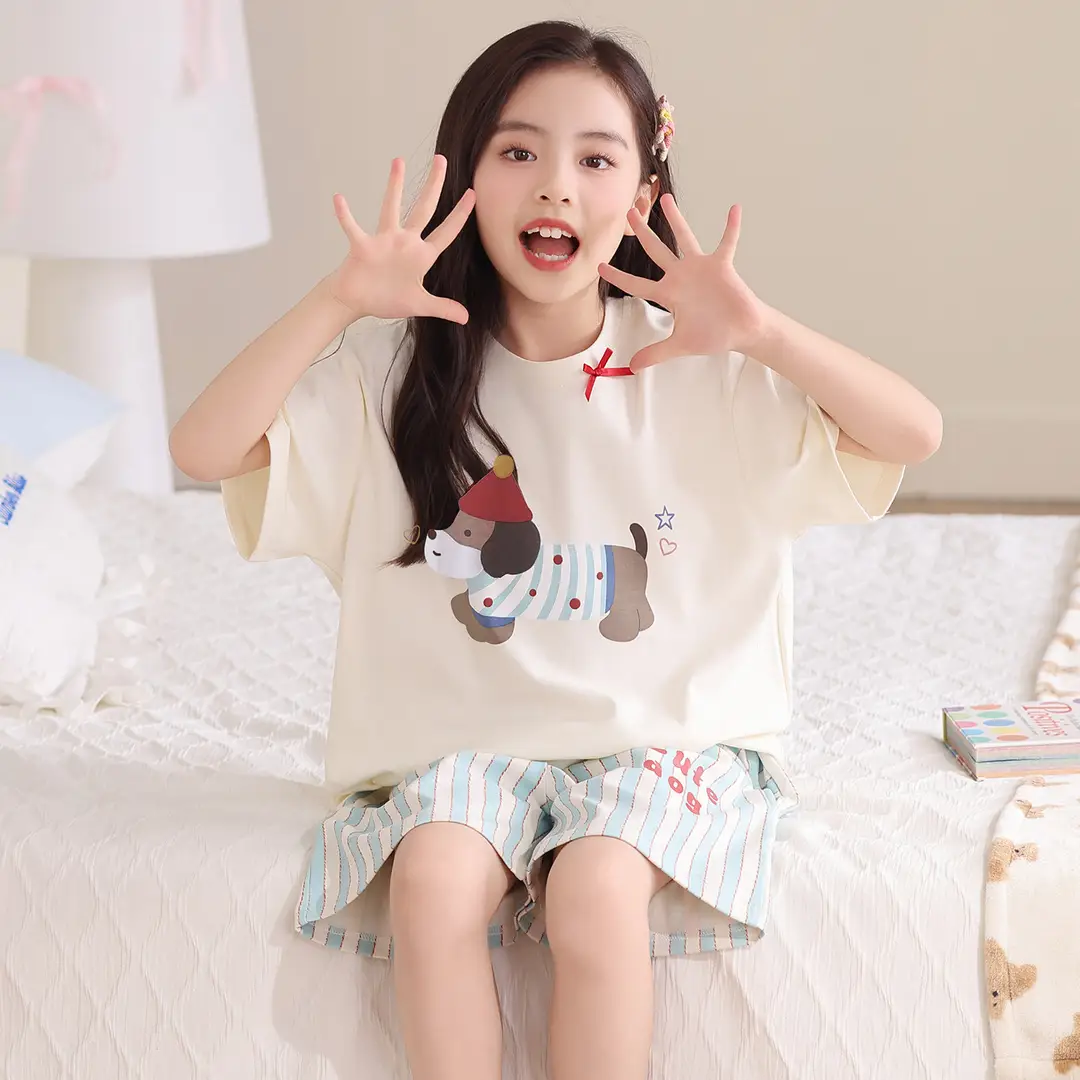 Girls' Pajamas, Kidsren's Summer Pure Cotton Thin Short-Sleeved 2026 New Summer Style Princess Style Cute Girls' Home Clothes