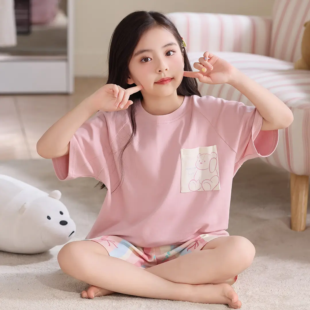 Girls' Pajamas, Kidsren's Summer Pure Cotton Thin Short-Sleeved 2026 New Summer Style Princess Style Cute Girls' Home Clothes