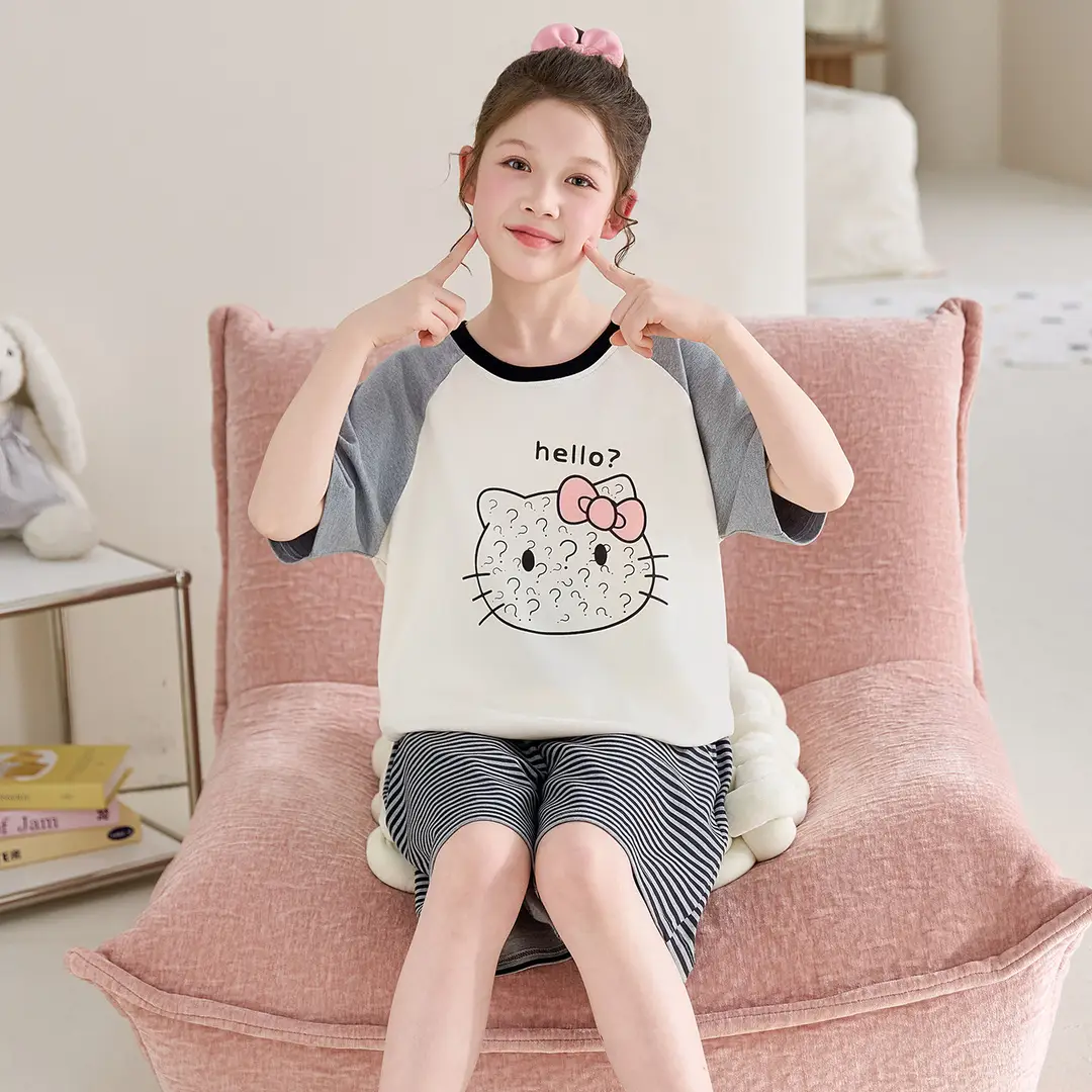 Girls' Pajamas, Kidsren's Summer Pure Cotton Thin Short-Sleeved 2026 New Summer Style Princess Style Cute Girls' Home Clothes