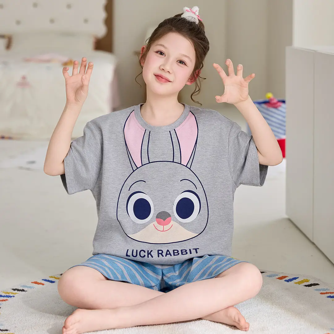 Girls' Pajamas, Kidsren's Summer Pure Cotton Thin Short-Sleeved 2026 New Summer Style Princess Style Cute Girls' Home Clothes