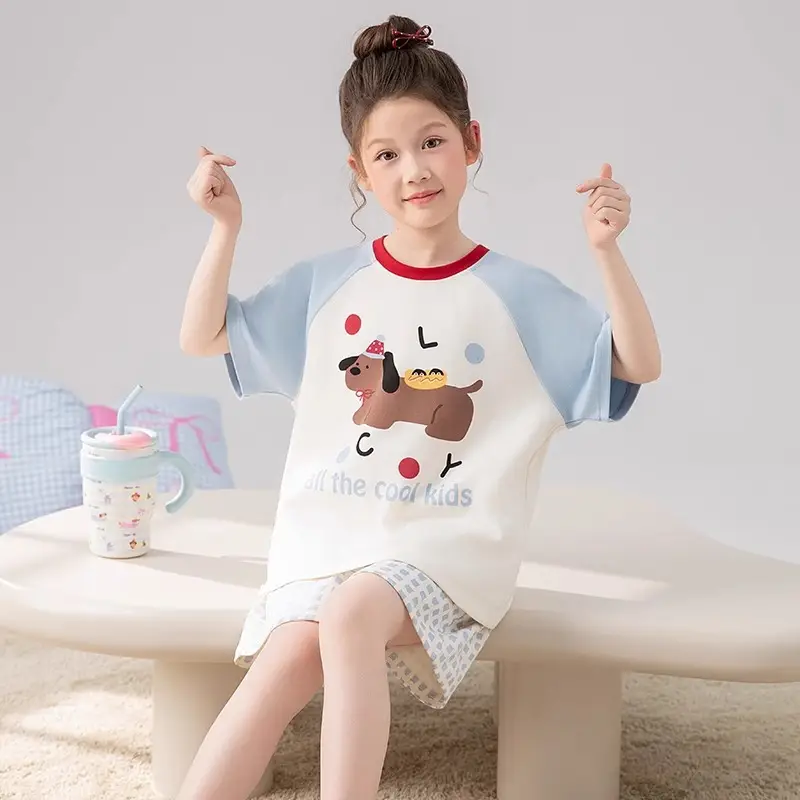 Girls' Pajamas, Kidsren's Summer Pure Cotton Thin Short-Sleeved 2026 New Summer Style Princess Style Cute Girls' Home Clothes