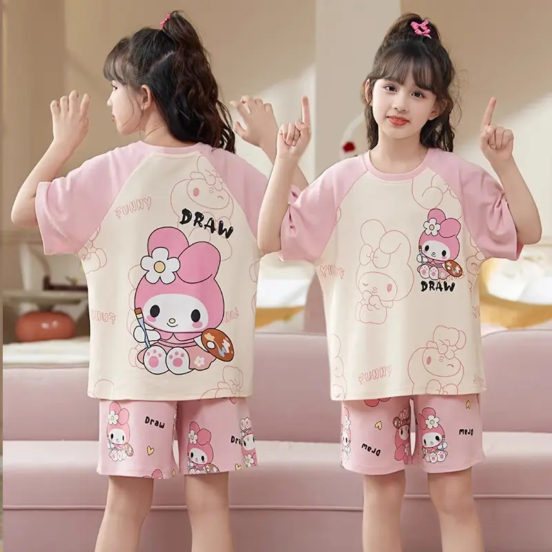 Girls' Pajamas, Kidsren's Summer Pure Cotton Thin Short-Sleeved 2026 New Summer Style Princess Style Cute Girls' Home Clothes